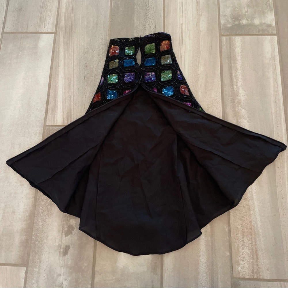 VTG Laurence Kazar Silk Multicolor Sequin Beaded Halter Top Medium 80's - Picture 11 of 15